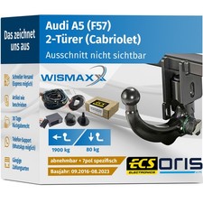 ANHÄNGERKUPPLUNG für Audi A5 F57 ab 16 vert. abnehmbar ORIS +7pol E-Satz ECS