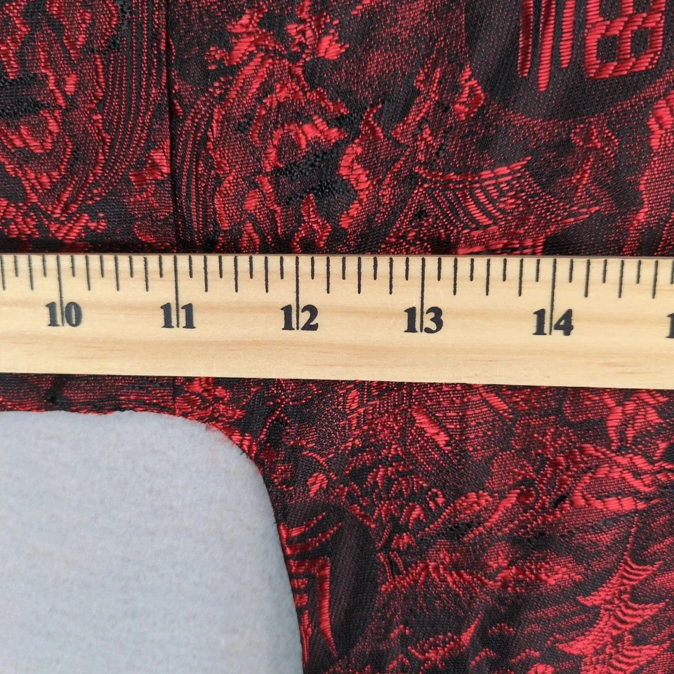 De Colección Joli Hecha en Japón Seda Brocado Chaqueta Bata L Rojo Negro Kimono Cuello Mandarín Foto 4 de 4