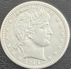 1914-D Barber Quarter 25C Denver Silver Uncirculated - Strong Eye Appeal