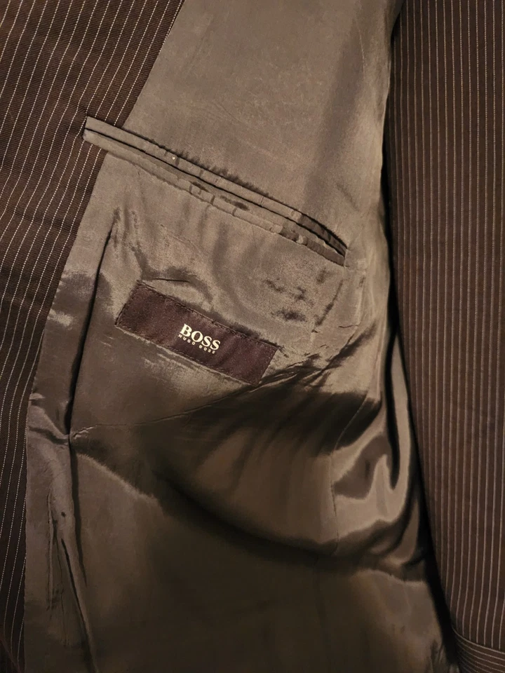 Hugo Boss Black Label Suit Einstein/Sigma Striped 44 Long 36x32 100% VIRGEN WOOL - Image 4 of 4