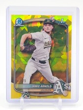 JAMIE ARNOLD 2025 BOWMAN CHROME DRAFT YELLOW CRACKED ICE 1ST ROOKIE /75 Q6642