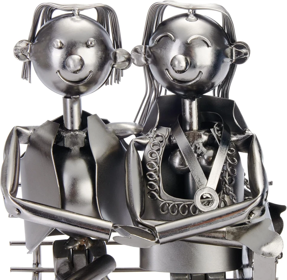 Portabottiglie Amanti Sulla Panchina - Portabottiglie Da Vino Argento - Portabot - Immagine 4 di 4