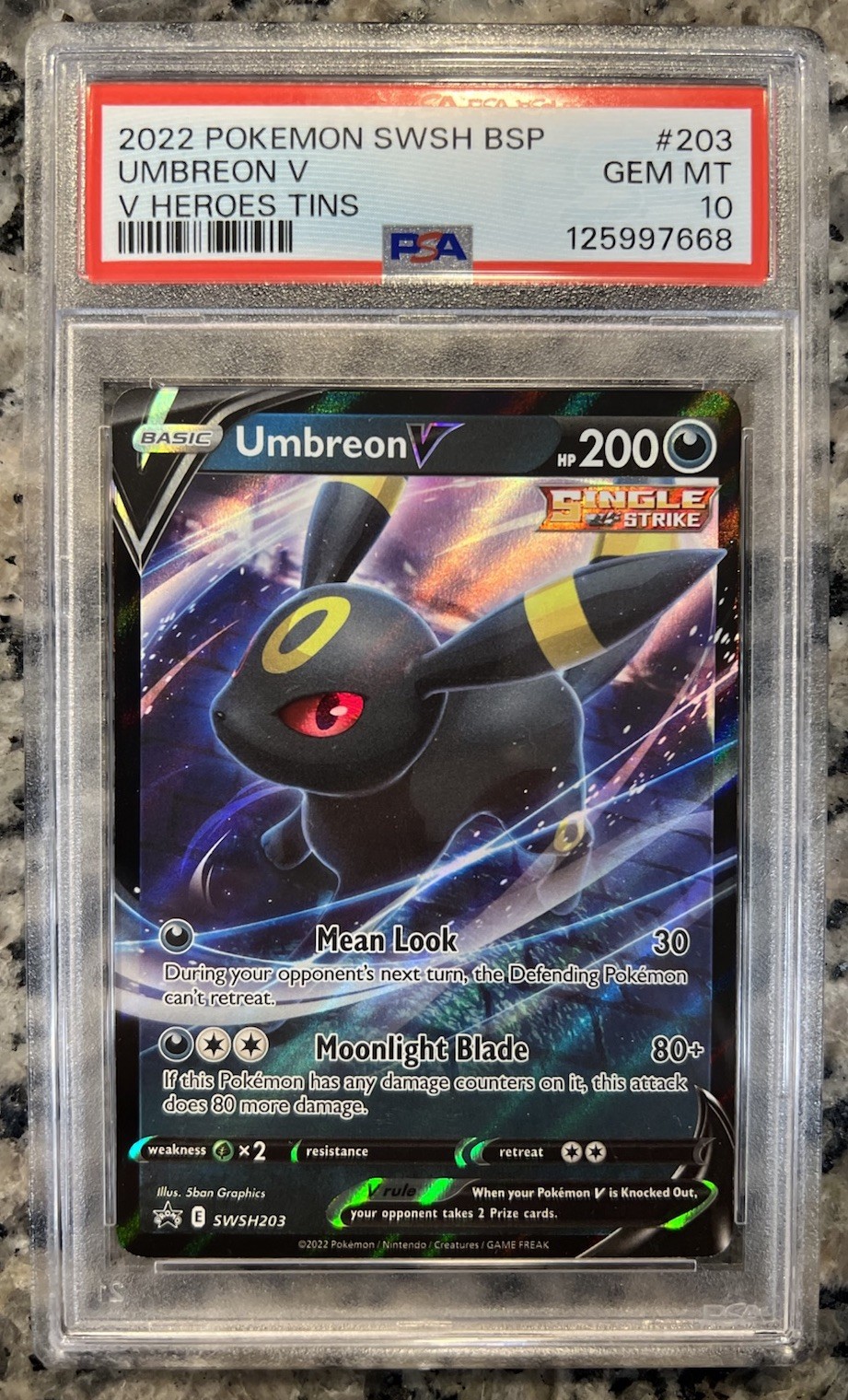 2022 Pokemon Umbreon V Heroes Tins Black Star Holo Promo SWSH203 PSA 10