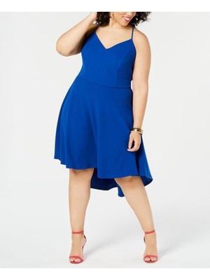 B DARLIN Womens Hi-Lo Tea-Length Dress Blue Spaghetti Strap Juniors 34