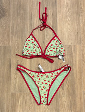 NWT Frankies Bikinis Victoria s Secret Pink Cherries Triangle Bikini Set, XL