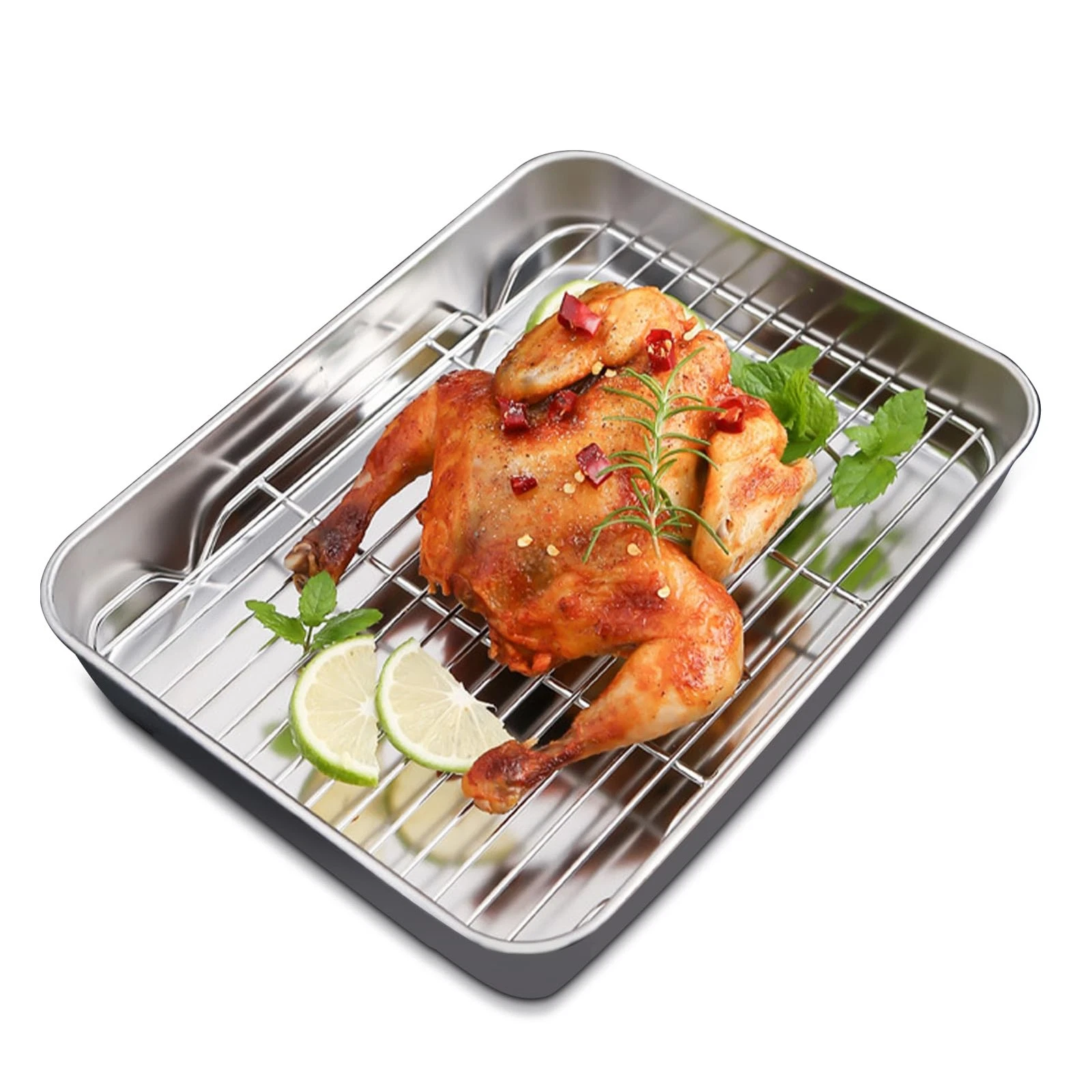 Roasting Pan with Rack,Stainless Steel Turkey Roaster Pan 2inch Deep,Large Ro...