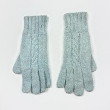 Vintage 1960s Women's Blue Cable Knit Fuzzy Winter Gloves