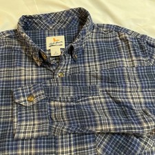 Field Stream mens plaid flannel button down long sleeve shirt - blue gray XL