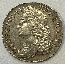 1758 George II Silver  Shilling Coin