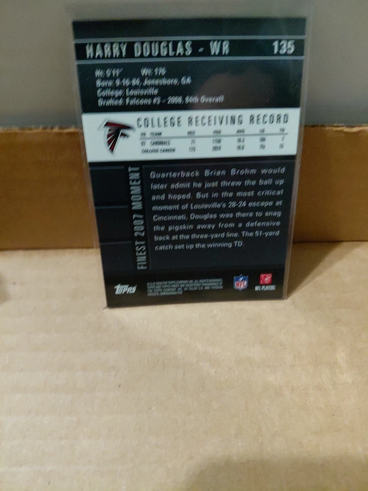 2008 Topps Finest Autographs Harry Douglas Atlanta Falcons Auto RC - Image 2 of 2