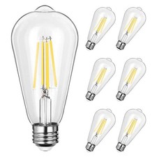 DEWENWILS 6- Pack 60W Equivalent ST64 Dimmable Edison LED Light Bulb 2700K Warm