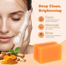 2-Pack Turmeric Glow Soap Bar - Lemon  Kojic Acid, Removing Dark Spots