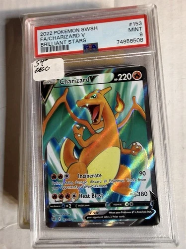 Charizard V Full Art PSA 9 Holo Swsh09: Brilliant Stars 153/172 Pokémon 2022
