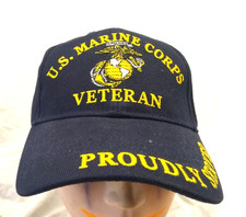U.S. Marine Corps Veteran Proudly Served Black Cap Hat Looks Never Used