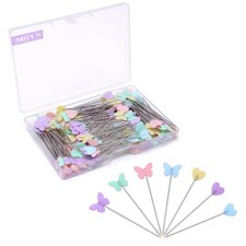 200pcs Straight Flat Head Sewing Pins with Colorful Butterfly and Love Light 