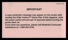 Nintendo SNES Killer Instinct "Copy Protection" Pink Insert D-SNS-AKLE-USA 