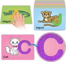 Sandpaper Letters Cards for Toddlers 3 ,Word Games,Speech Therapy Toys for 3 4 5