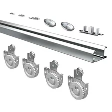 Bypass Sliding Door Hardware 96", Bypass Wardrobe Closet Door Track Set, Smoo...