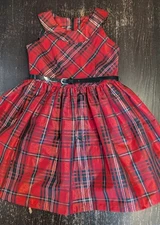 Bonnie Jean Metallic Red, Black, and Silver Holiday Dress Girls 10