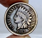 1863 Indian Head Cent Penny VF   - 97558