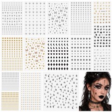 15 Sheet Face Gems, Self Adhesive Eye Jewels Body Rhinestones for Halloween