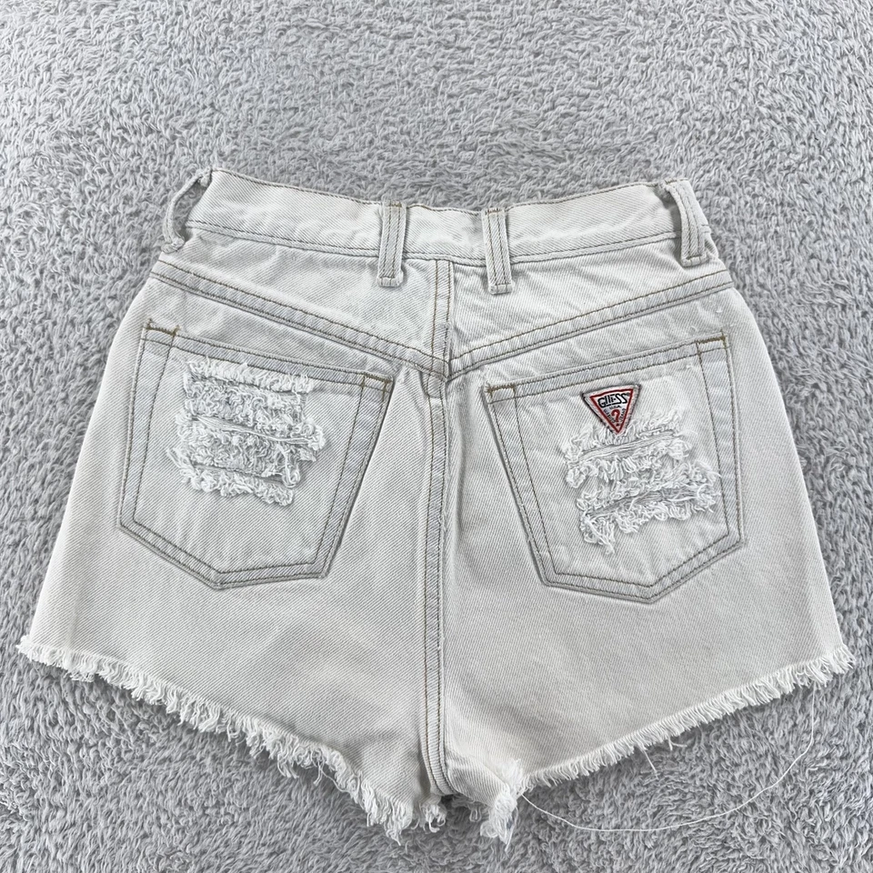 Pantalones Cortos Denim Vintage Guess Bandera Americana REAL 22x2 Corte Envejecido EE. UU. 90s Foto 2 de 4