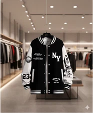 Men's NY Varsity Bomber Jacket | Hoodie | Letter Print | Casual Winter Coat