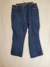 Wrangler Rugged Wear Blue Jeans Denim Solid Straight Leg Men Size 48x32