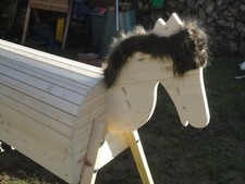 Holzpferd Voltigierpferd Holzpony Pferd Pony Mähne braun ca. 114 cm