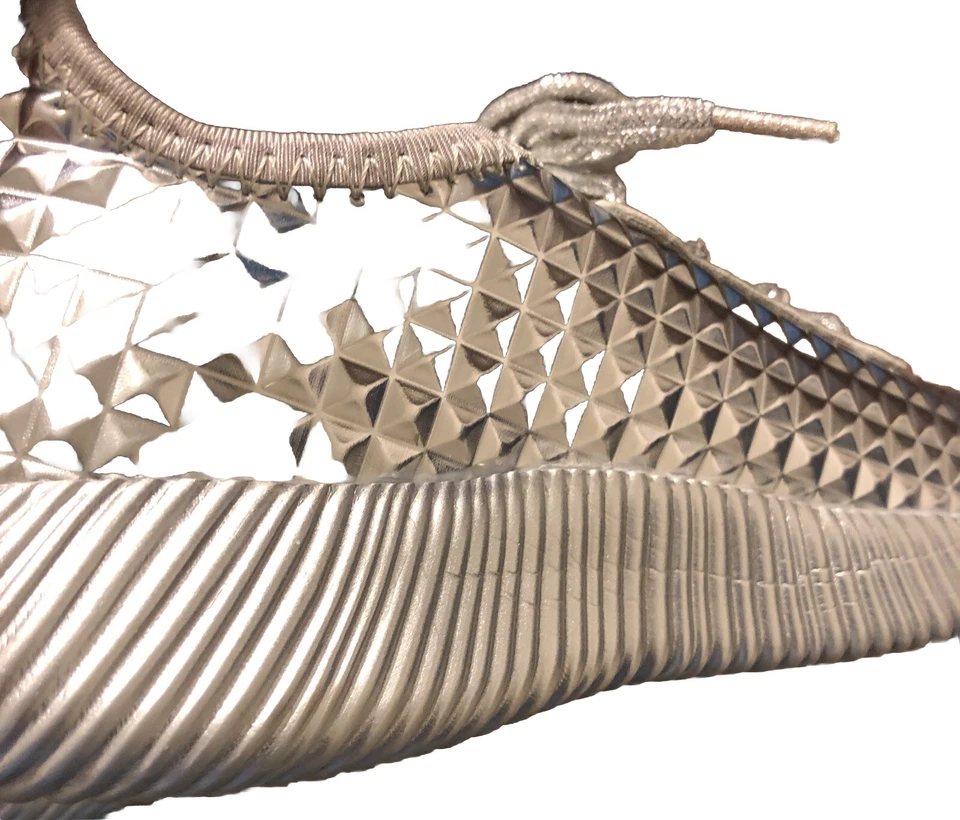 Wild Diva Sneakers 9 Silver NEW Orig Box Metallic Studded Look Texture Lgt Wgt - Image 3 of 4