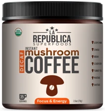 DECAF La Republica Mushroom Coffee (Instant w Full-Fruiting Bodies Lion's Mane)