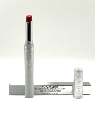 MAC Powder Kiss Velvet Blur Slim Stick Lipstick .07oz/2g ( PEPPERY PINK) NIB