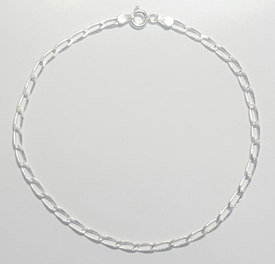 Open Link Ankle Bracelet 10 inch Long 925 Sterling Silver 3mm wide made in Italy