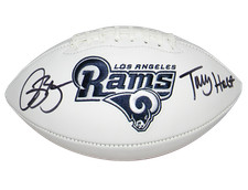 ISAAC BRUCE & TORRY HOLT AUTOGRAPHED SIGNED ST LOUIS RAMS LOGO FOOTBALL BECKETT