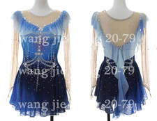 New Ice Figure Skating Dress Figure Skating Dress For Competition blue dyeing