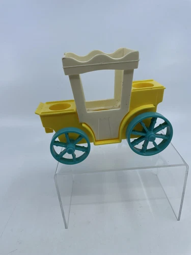 Vintage Fisher Price Little People Castle Carriage Blue Yellow White