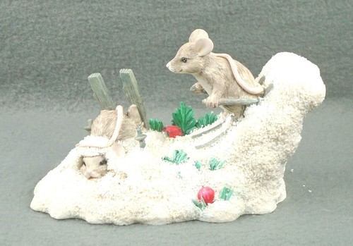 1994 Charming Tails HOT DOGGIN figurine skiing winter 87/003 Fitz & Floyd - Picture 2 of 6