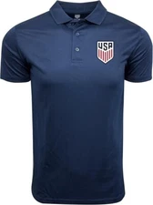 Icon Sports US Soccer Polo Shirt Navy Blue Licensed Performance Top