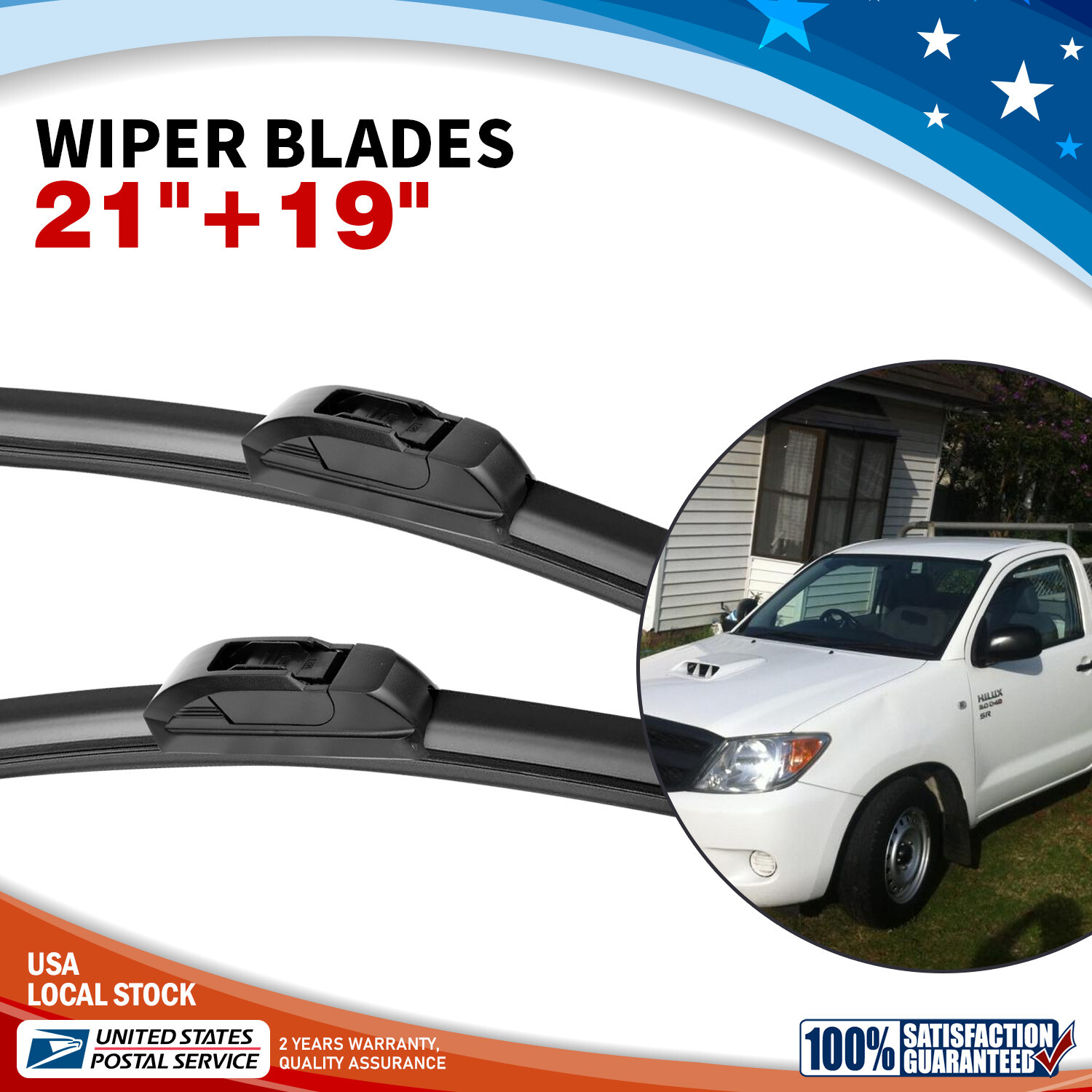 21in & 19in J-Hook Wiper Blades for 1992-2008 Toyota Highlander Matrix