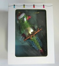 Queenwest Tropical Parrot Bird Blown Glass Ornament 6.5" NEW In Box