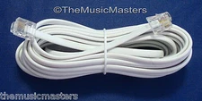 White 15' ft Telephone Modular Line Cord Phone Cable Extension Wire RJ11 VWLTW