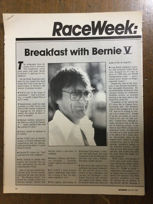 Misc 3267 Article Racing People Interview with Bernie Ecclestone 7-30-86 2 page