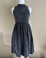 Gray Mock Neck Halter Summer Dress