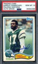 Harold Carmichael Gem Mint 10 PSA DNA Signed 1982 Topps Autograph