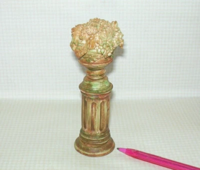 Miniature "AGED" Resin Fruit Bowl Pedestal, 4 3/4" Tall: DOLLHOUSE 1:12 - Image 1 of 2