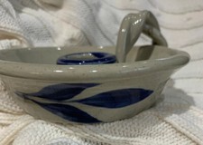 Vintage Williamsburg Pottery Salt Glazed Candlestick Small Chamber Primitive