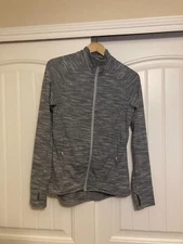 C9 by Champion Full Zip Activewear Jacket Medium Marled Gray Thumbholes Pockets
