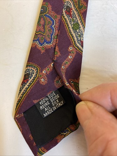Vtg Hugo Boss Mens Jacobean Floral Necktie Burgundy Purple Green Tie 59”L 3.5”W - Picture 5 of 11