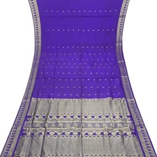 Namaste Vintage Blue Sarees 100% Pure Silk Zari Handwoven Sari 5YD Craft Fabric