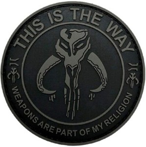 "This Is The Way" Mandalorian Helmet Tactical Patch - Hook And Loop Backing, Embroidered Fabric For Vests & Bags